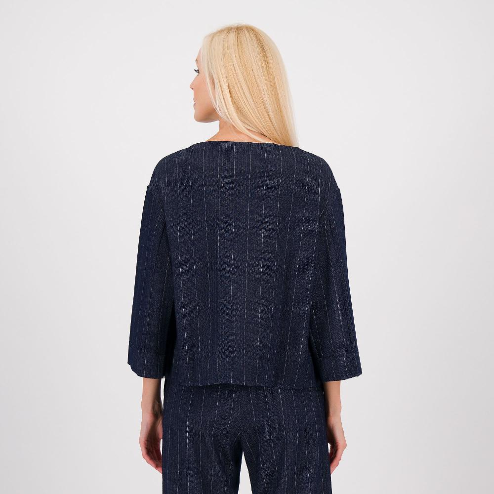 QVC Caterina Lancini Giacca Destrutturata In Punto Milano Effetto Jeans Gessato