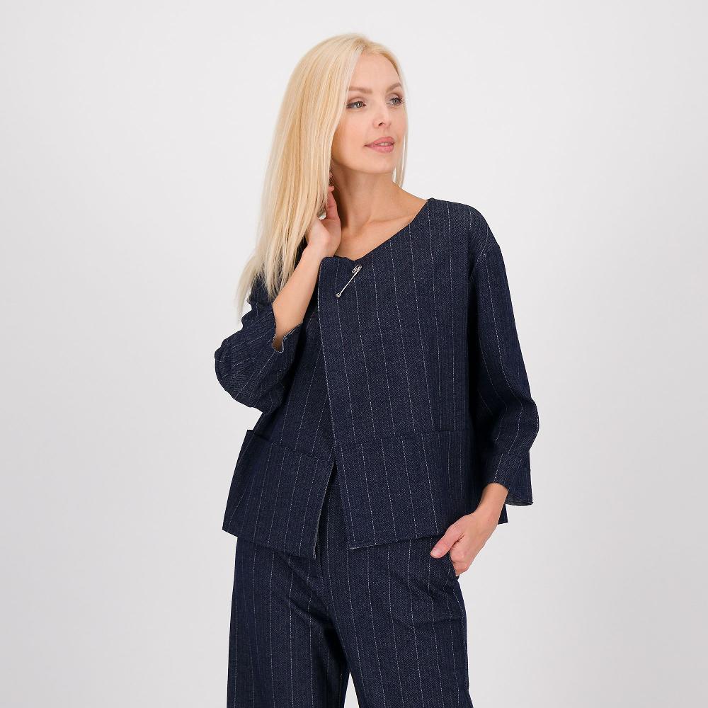 QVC Caterina Lancini Giacca destrutturata in punto Milano effetto jeans gessato