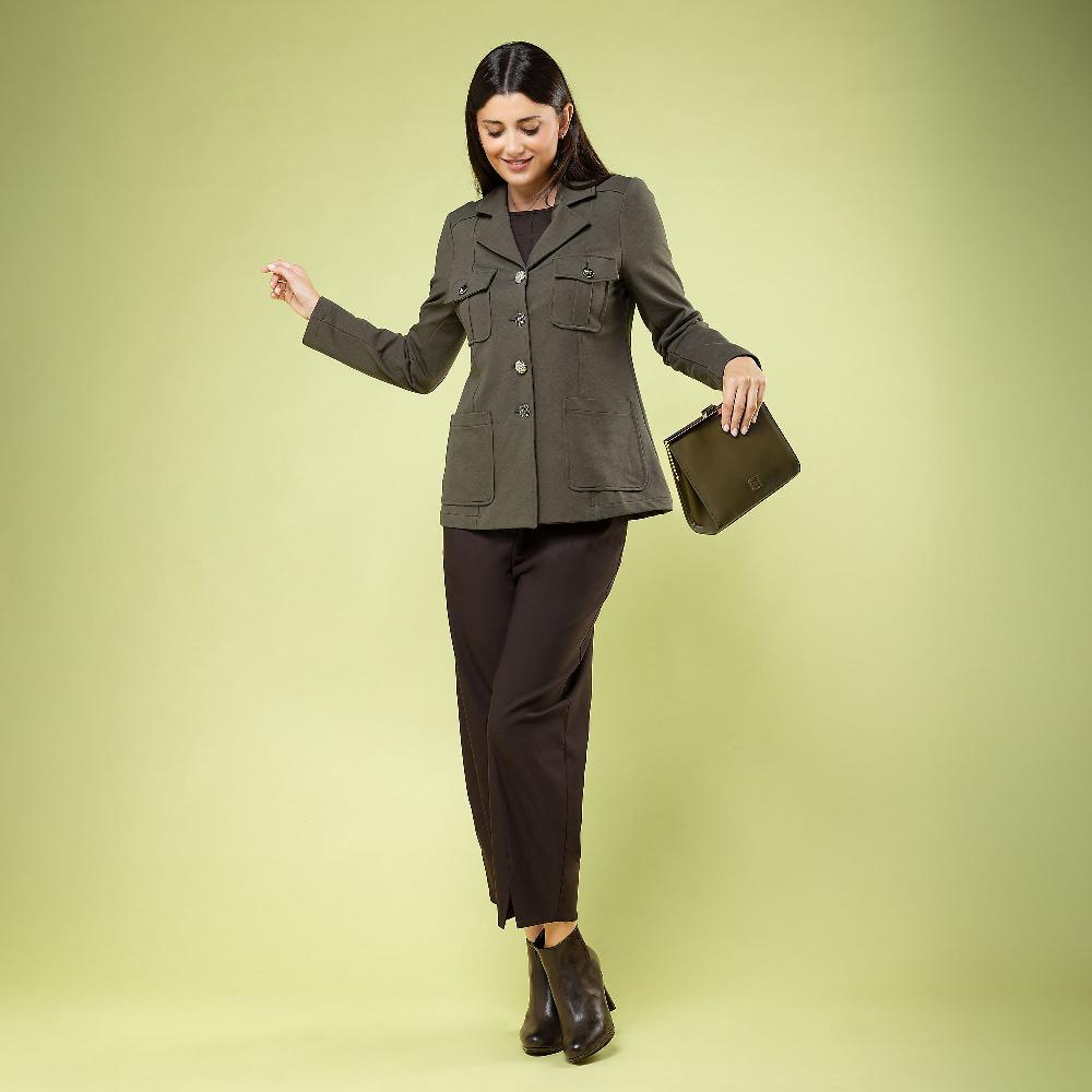 QVC Caterina Lancini Giacca regimental in felpa di cotone con bottoni gioiello