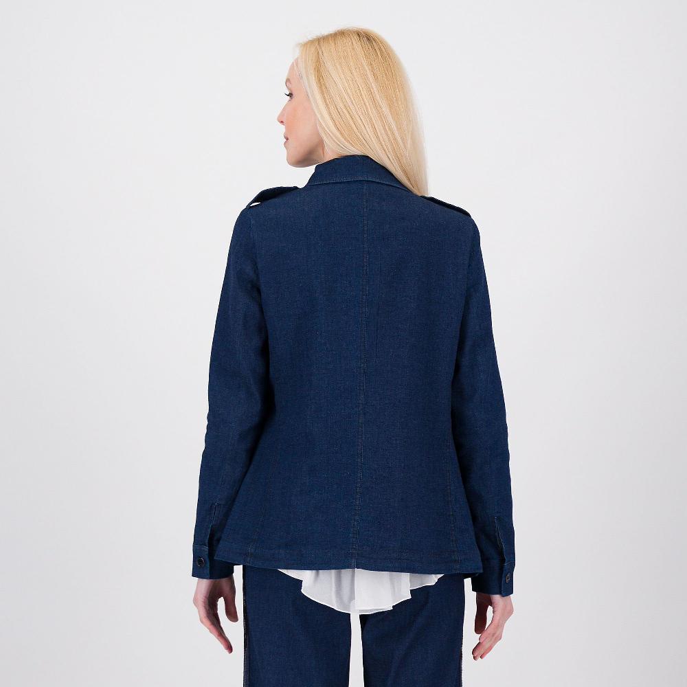 QVC Caterina Lancini Giacca Stile Sahariana In Jeans Di Cotone Elasticizzato