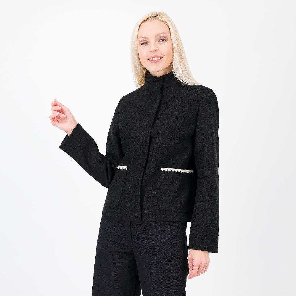 QVC Caterina Lancini Giacchino in panno velour con tasche ricamate