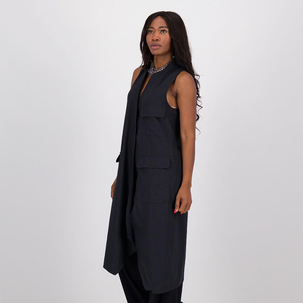 QVC Caterina Lancini Gilet Lungo Asimmetrico In Ramié E Cotone