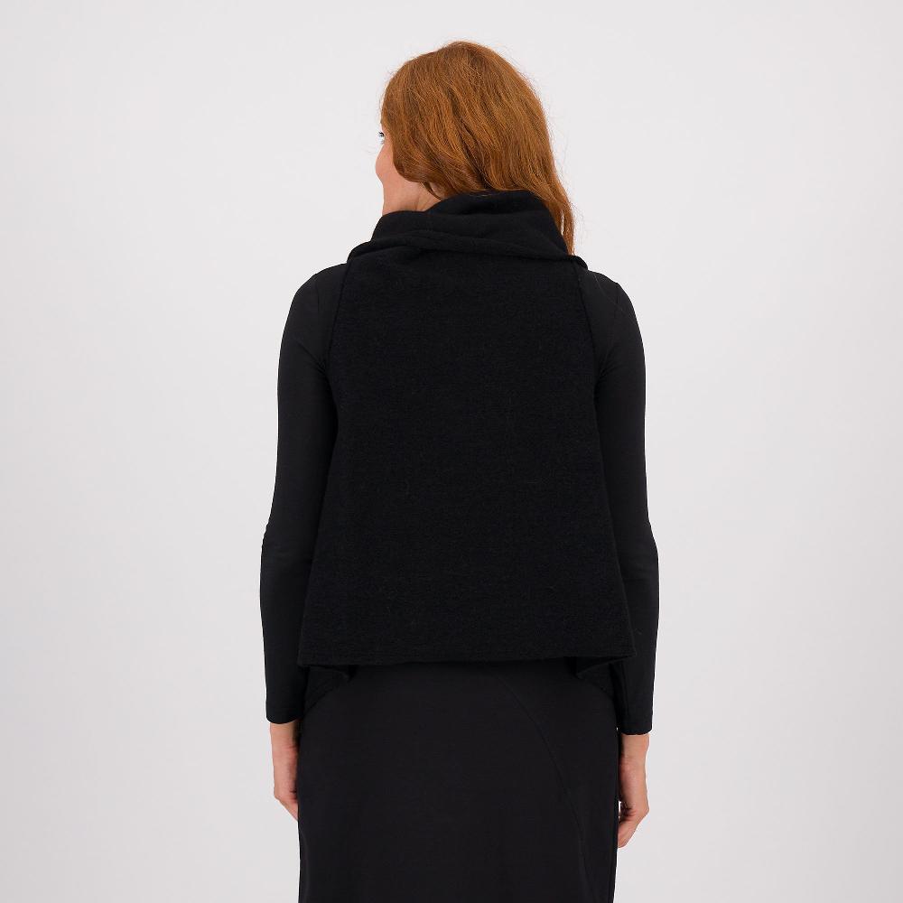 QVC Caterina Lancini Gilet Misto Lana Con Maxi Collo E Bottone Gioiello