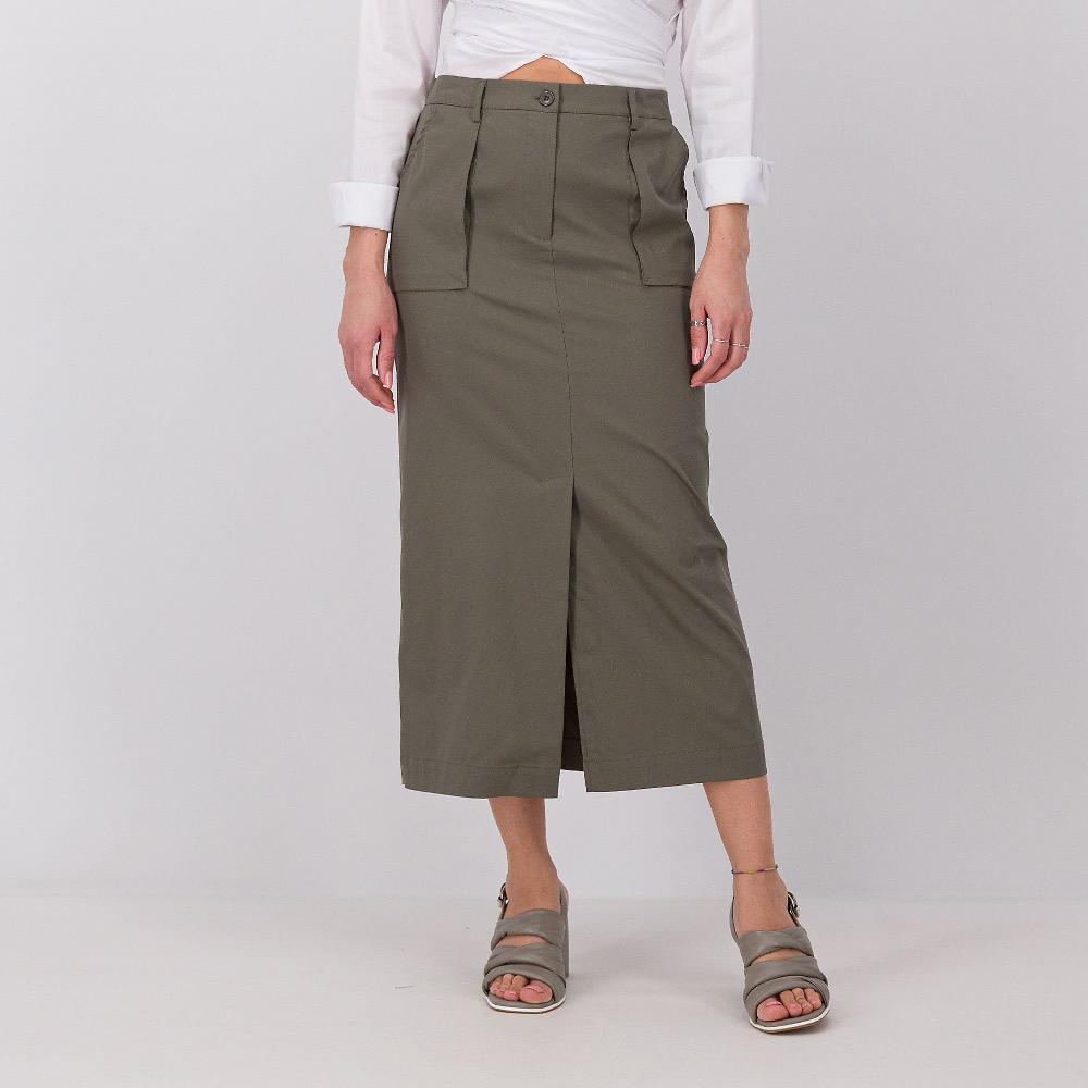 QVC Caterina Lancini Gonna in gabardina misto cotone con spacco davanti