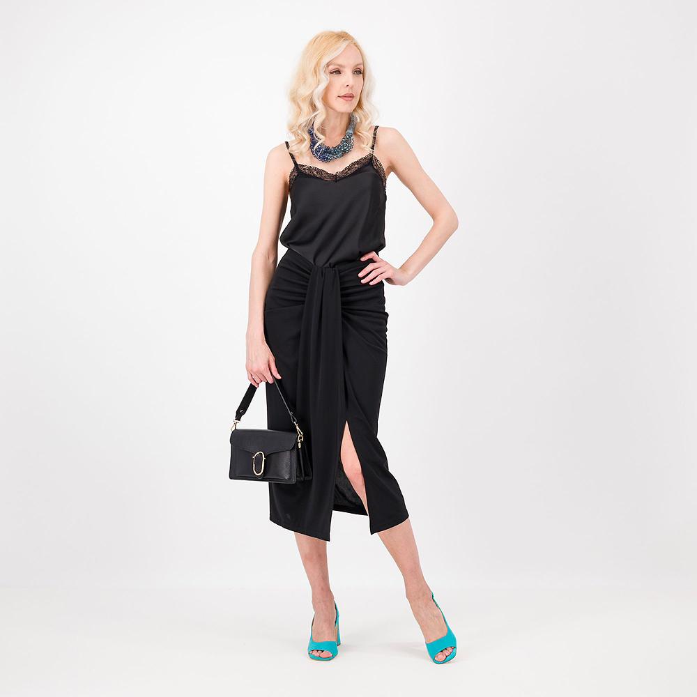QVC Caterina Lancini Gonna In Jersey Lucido Con Drappeggio