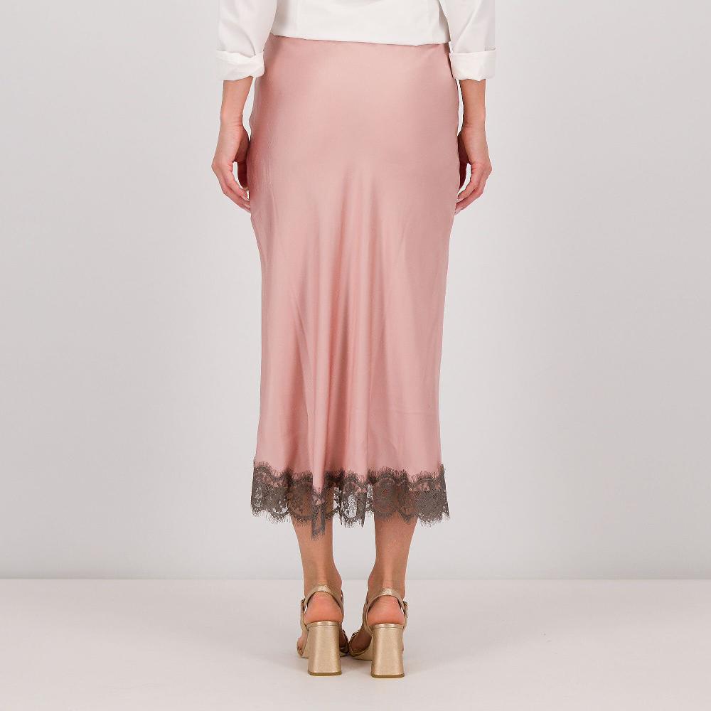 QVC Caterina Lancini Gonna In Raso Di Viscosa Con Punto Vita Con Pizzo