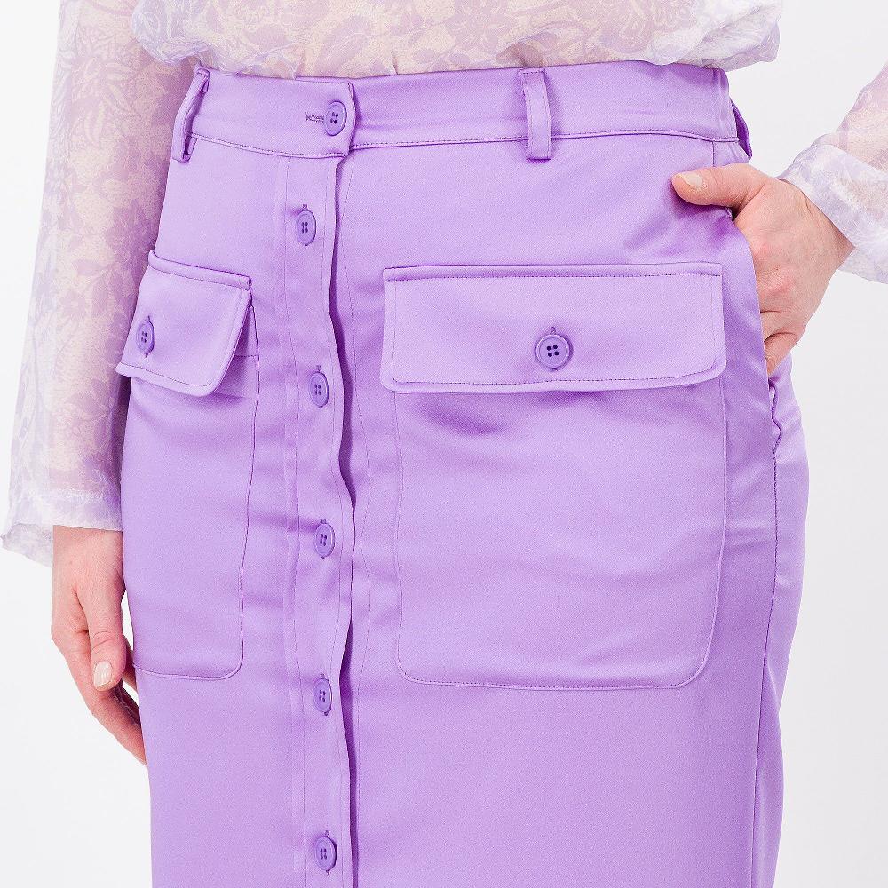 QVC Caterina Lancini Gonna In Raso Stretch Con Tasconi