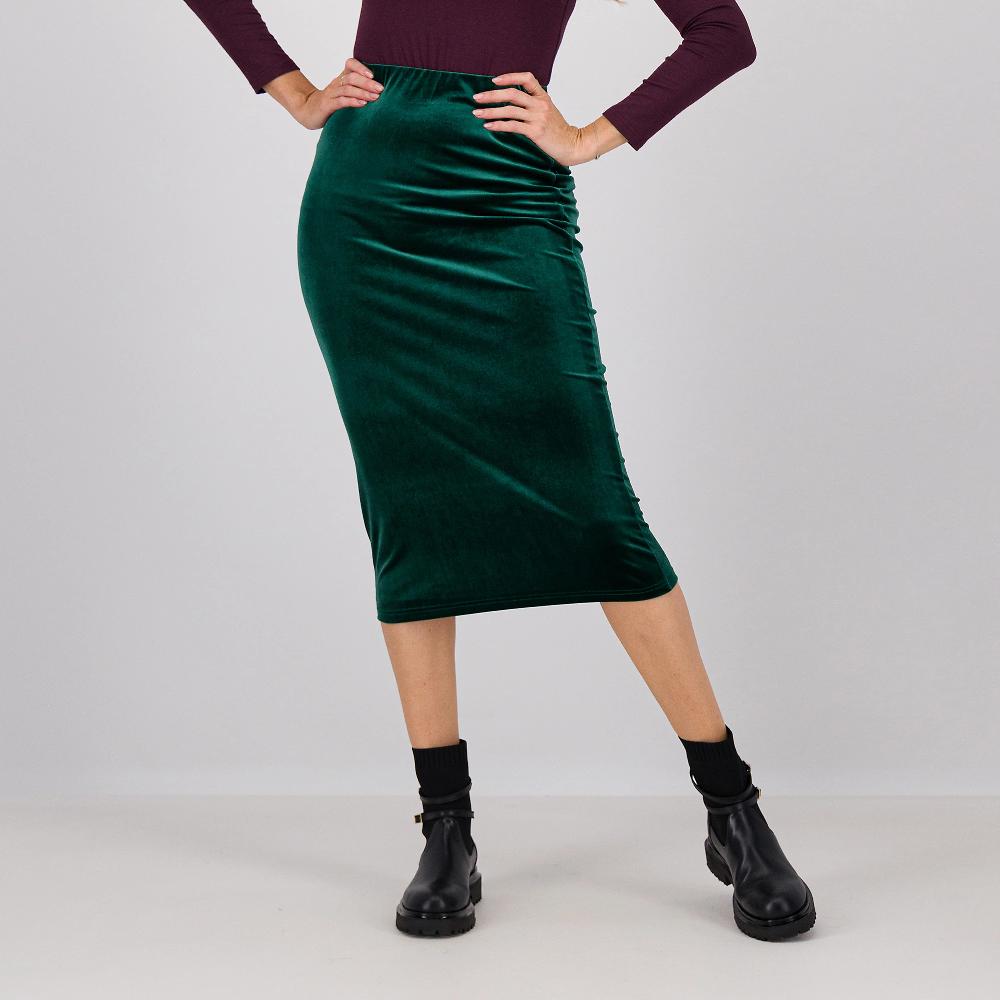 QVC Caterina Lancini Gonna longuette a tubino in jesey di velluto