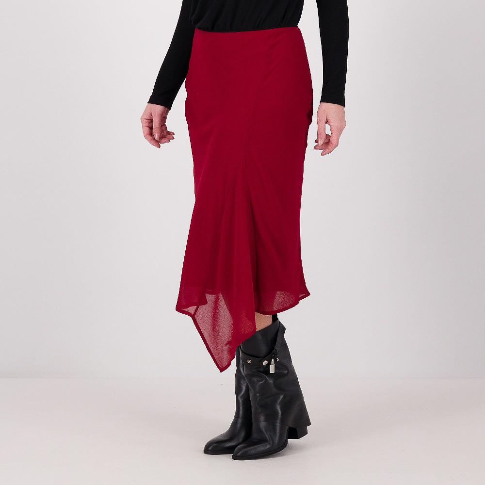 QVC Caterina Lancini Gonna longuette in doppia georgette con elastico in vita