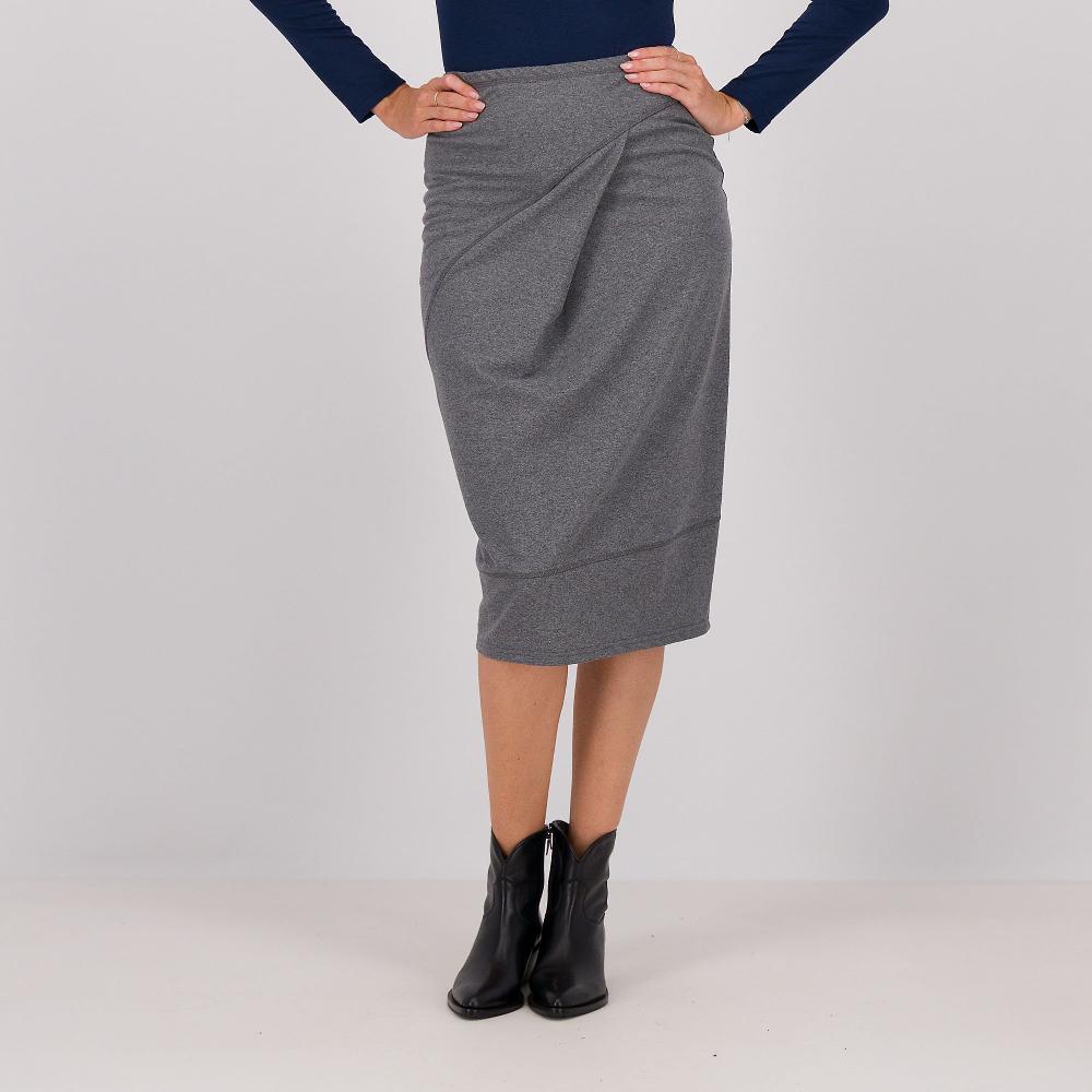 QVC Caterina Lancini Gonna longuette in felpa di cotone con elastico in vita