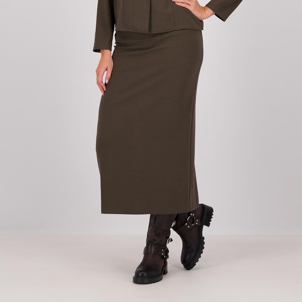 QVC Caterina Lancini Gonna longuette in tessuto mano crêpe con spacco dietro
