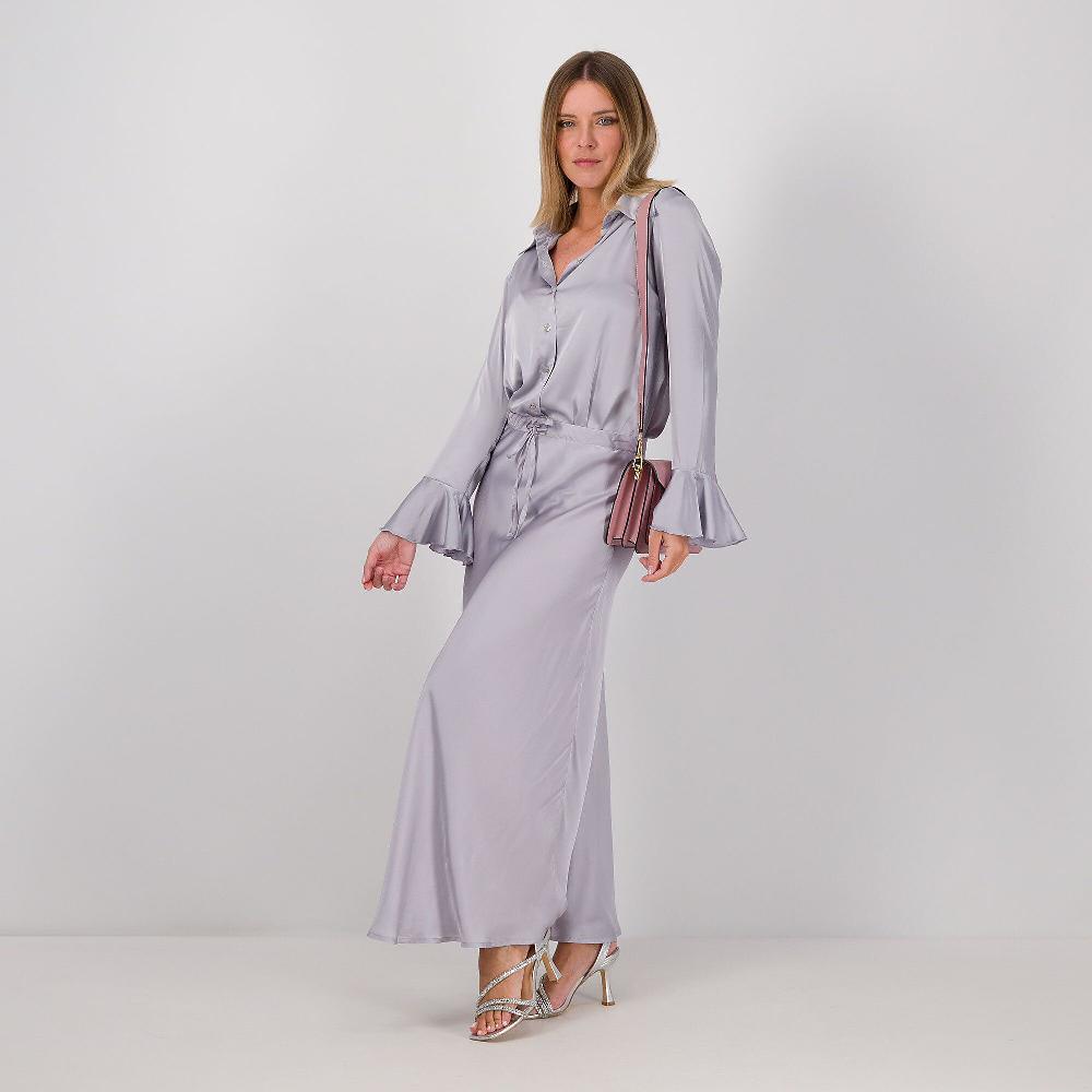QVC Caterina Lancini Gonna Midi In Raso Viscosa Con Coulisse