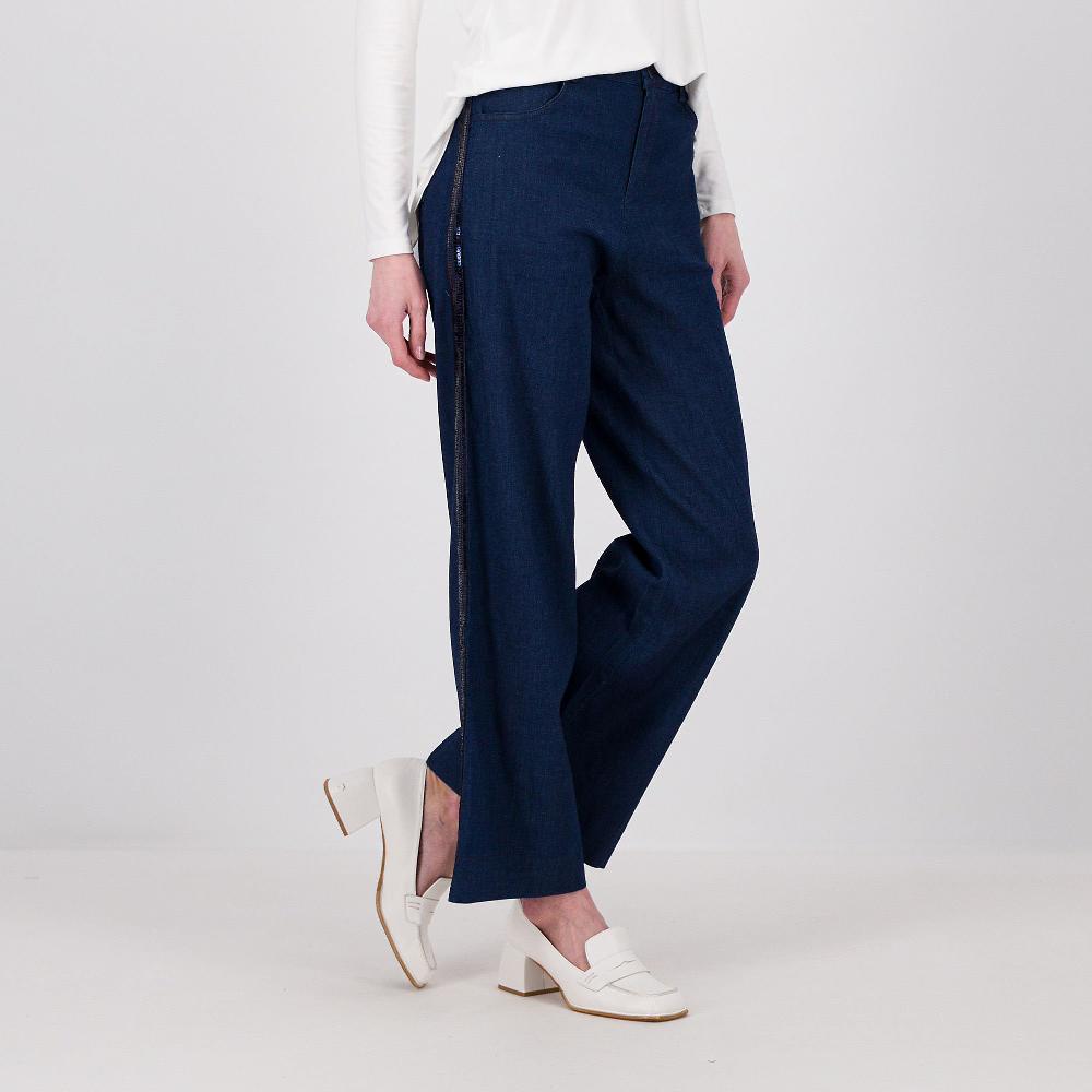 QVC Caterina Lancini Jeans gamba ampia con paillette sul lato