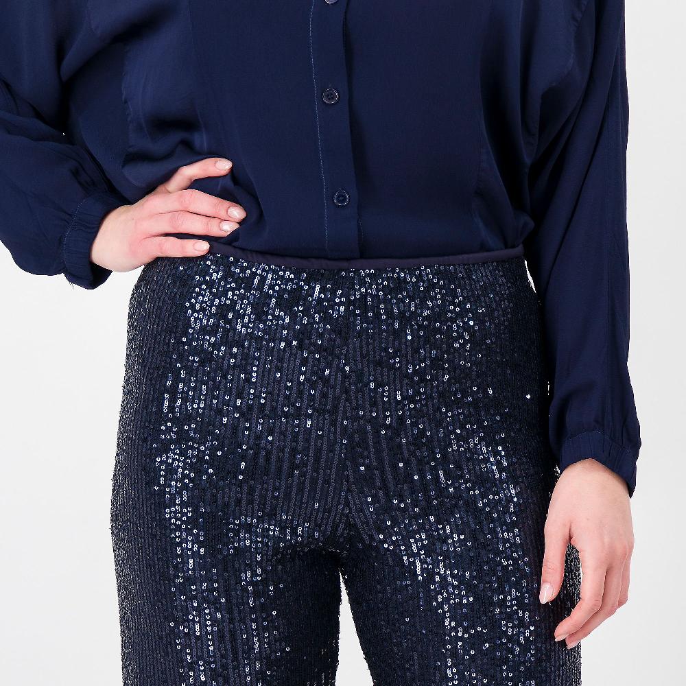 QVC Caterina Lancini Jogger In Paillettes Con Fodera Vita Elasticata Made In Italy
