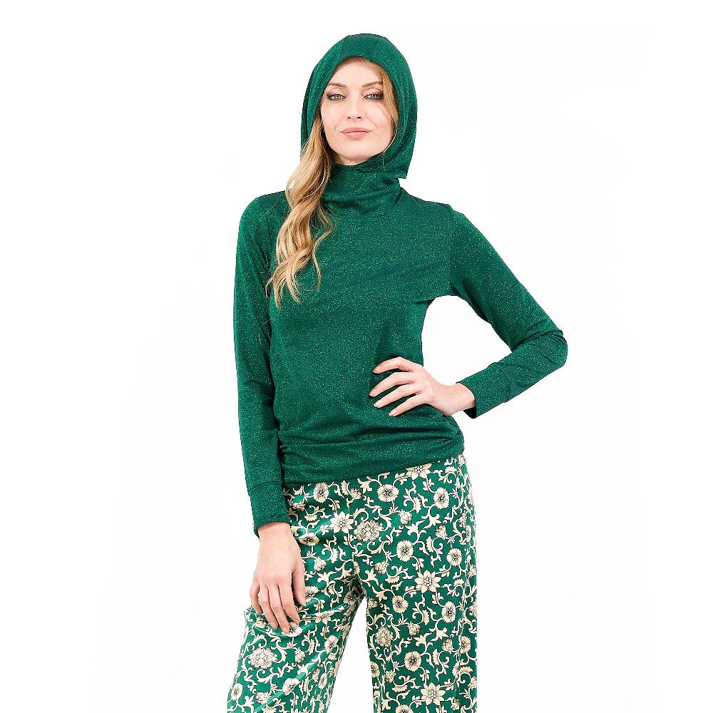 QVC Caterina Lancini Maglia in bouclé lamé con cappuccio