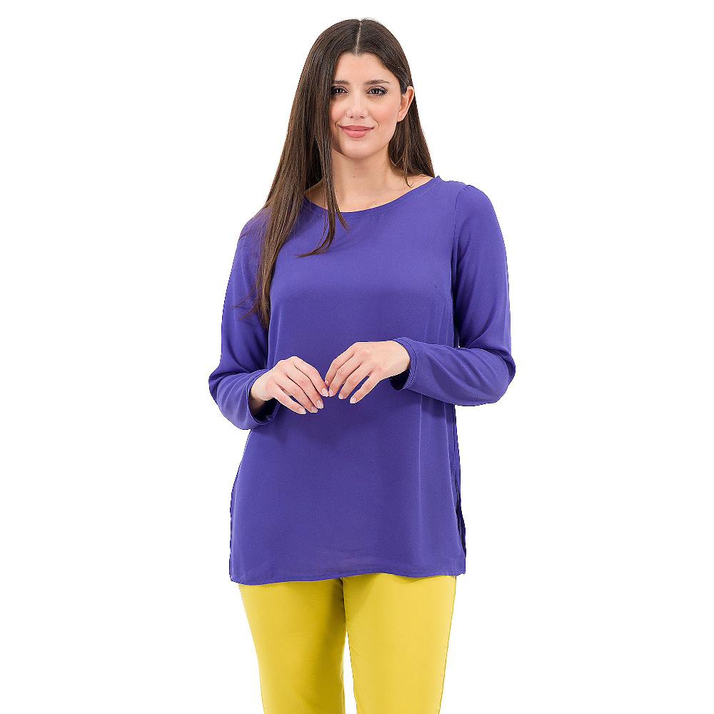 QVC Caterina Lancini Maglia in doppia georgette con scollo tondo