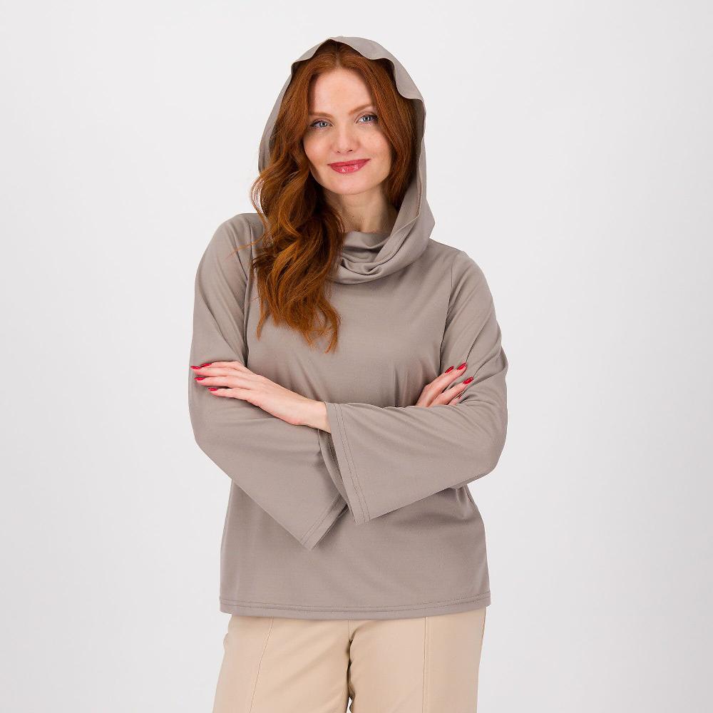 QVC Caterina Lancini Maglia in jersey con cappuccio e scollo morbido