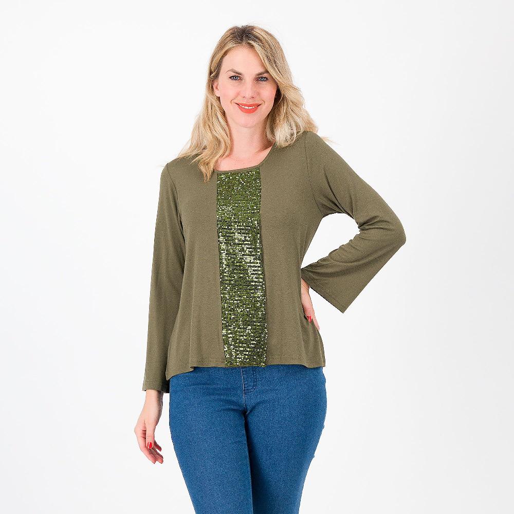 QVC Caterina Lancini Maglia in jersey di viscosa con inserto paillettes