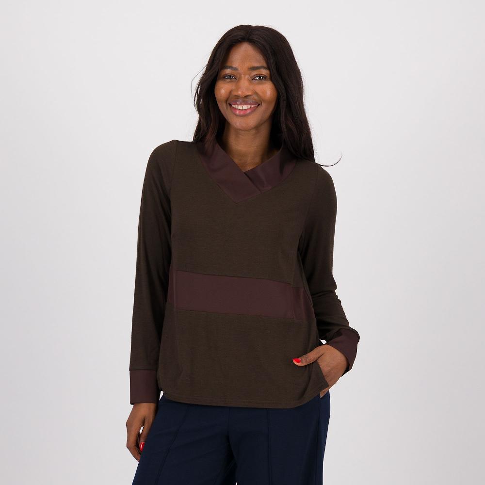 QVC Caterina Lancini Maglia in jersey leggero con inserti in raso