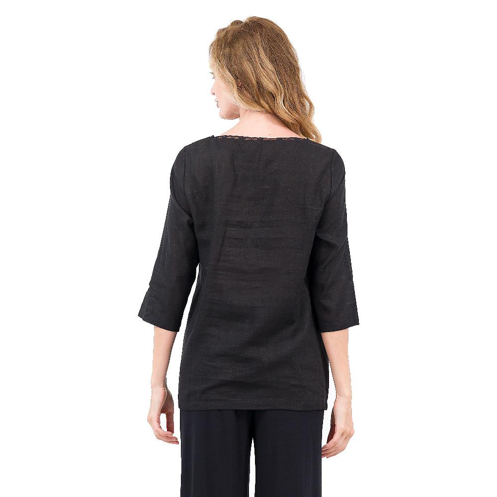 QVC Caterina Lancini Maglia In Lino E Viscosa Con Dettagli In Pizzo