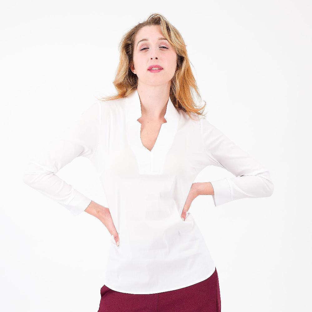 QVC Caterina Lancini Maglia in misto cotone con scollo tunisienne