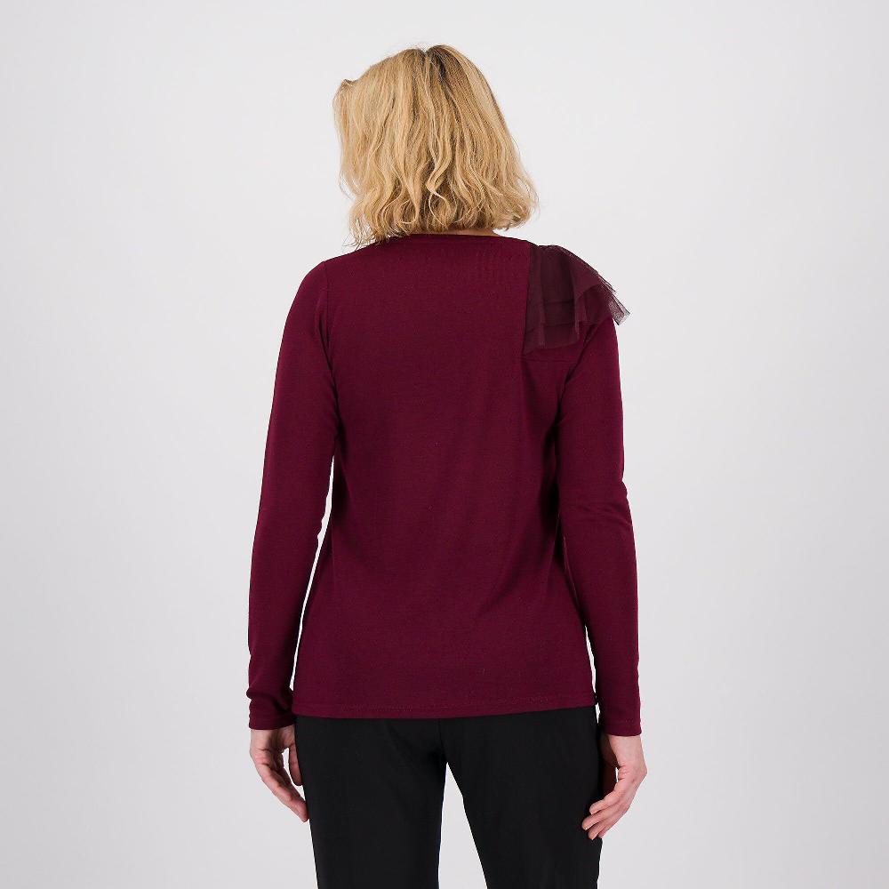 QVC Caterina Lancini Maglia In Misto Viscosa A Manica Lunga Con Volant