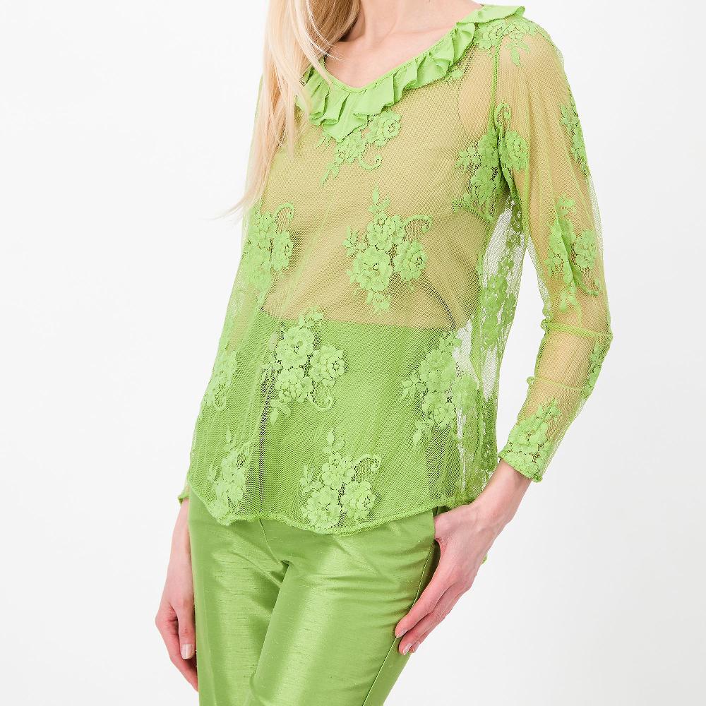 QVC Caterina Lancini Maglia In Pizzo Con Rouche Allo Scollo