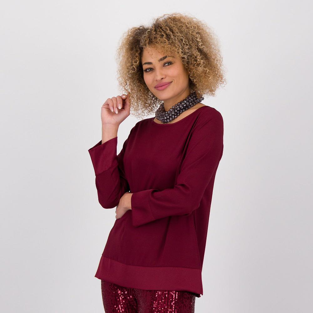 QVC Caterina Lancini Maglia in raso a scatola con profili in contrasto