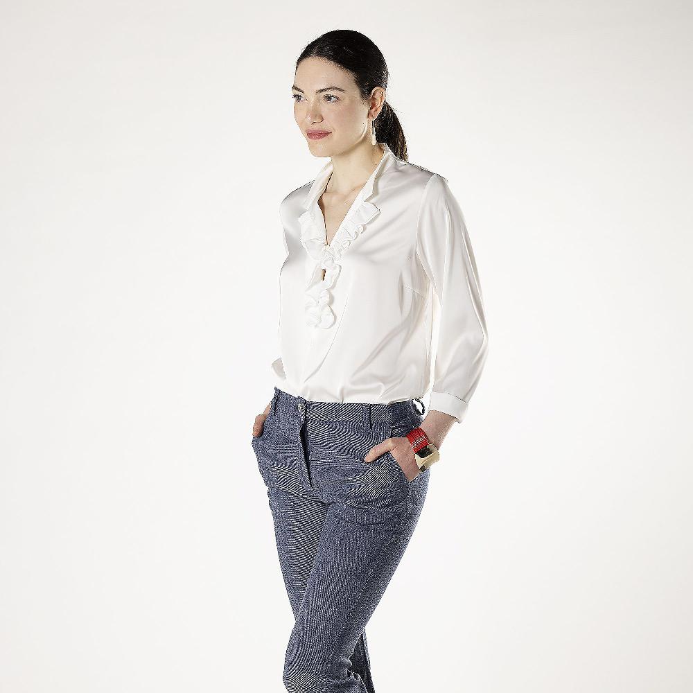 QVC Caterina Lancini Maglia In Raso Lavato Con Rouche