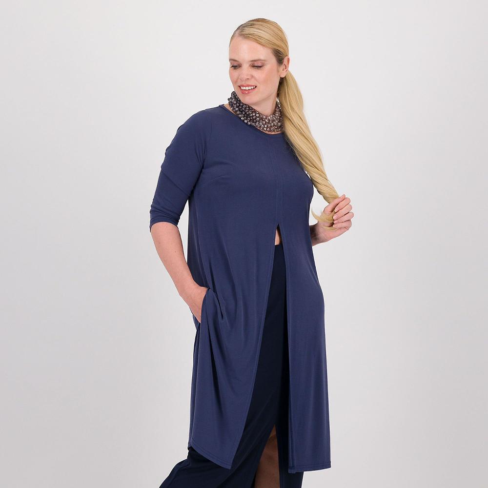 QVC Caterina Lancini Maglia lunga con scollo tondo e spacchi