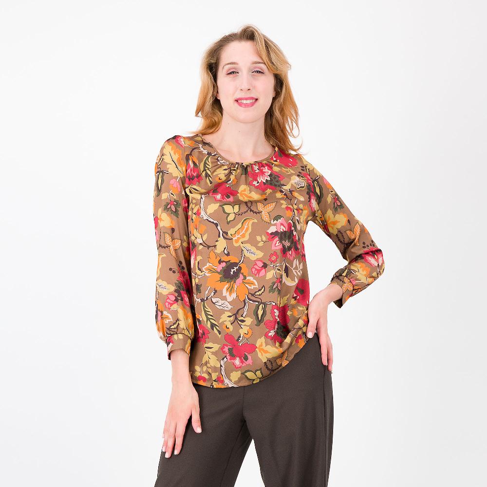 QVC Caterina Lancini Maglia maniche lunghe in raso fantasia