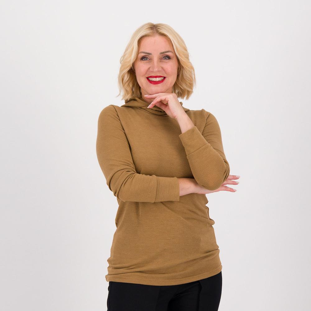 QVC Caterina Lancini Maglia mano calda con collo lupetto e cappuccio