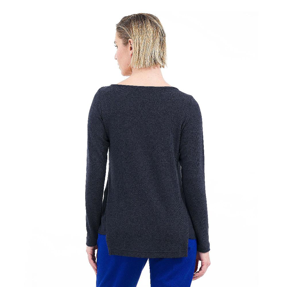 QVC Caterina Lancini Maglia Rasata Inserti In Georgette Fondo Asimmetrico Made In Italy