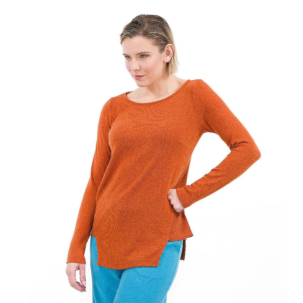 QVC Caterina Lancini Maglia rasata inserti in georgette Fondo asimmetrico Made in Italy