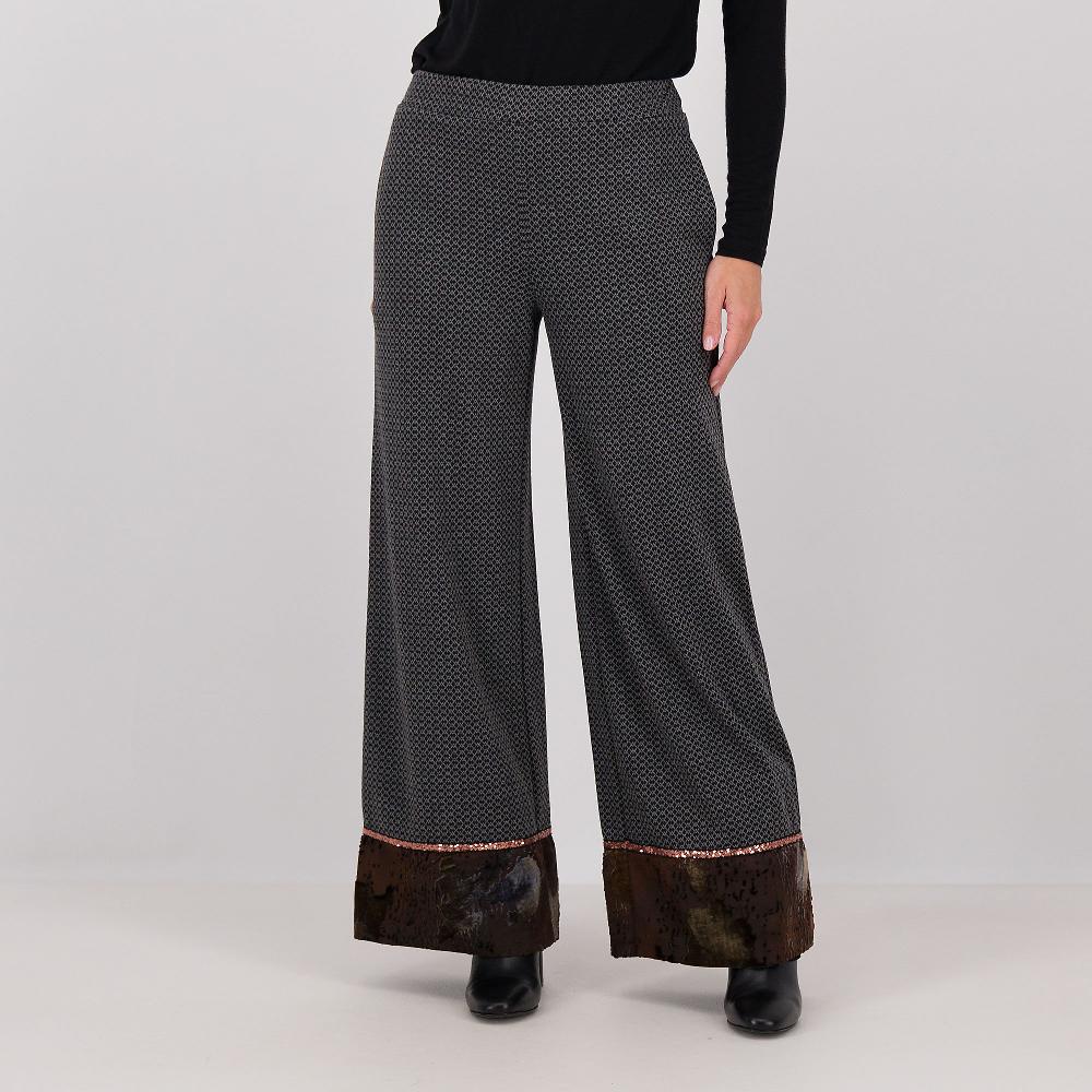 QVC Caterina Lancini Pantalone ampio in punto Milano micro fantasia