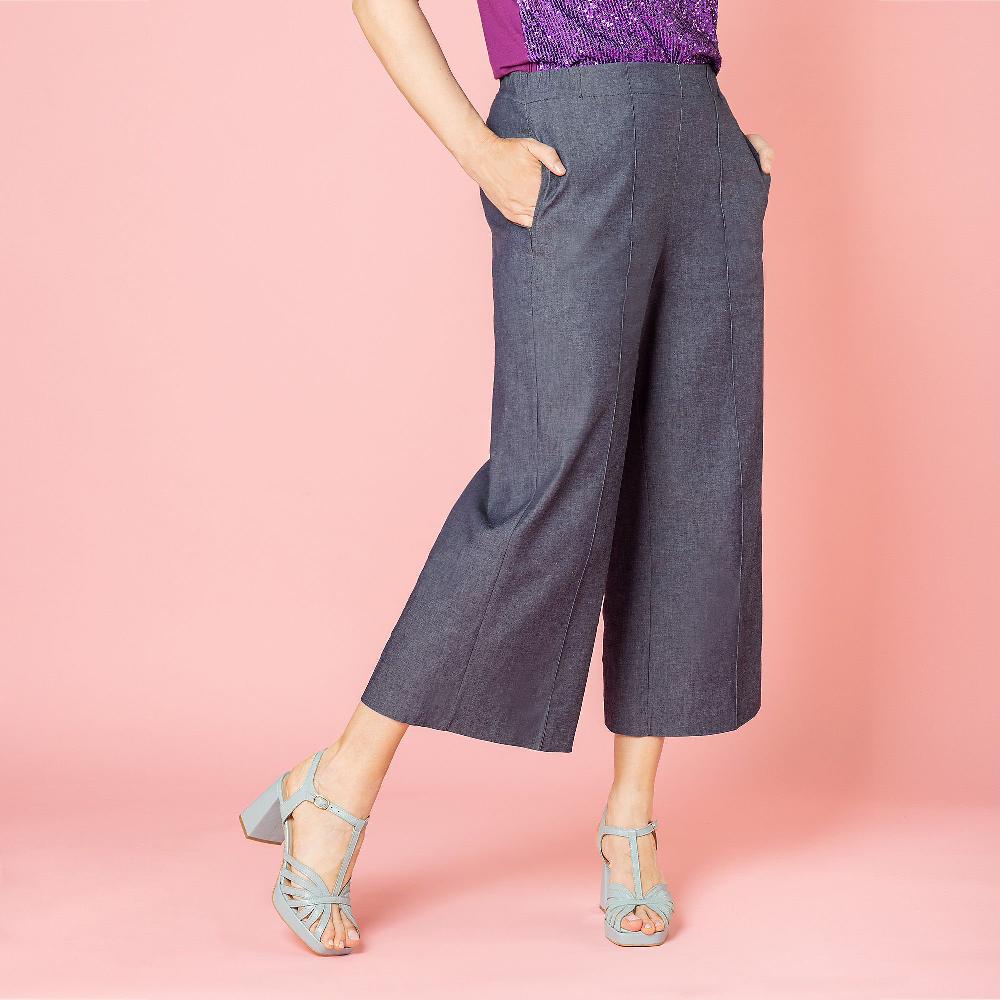QVC Caterina Lancini Pantalone In Jeans Estivo Con Nervatura