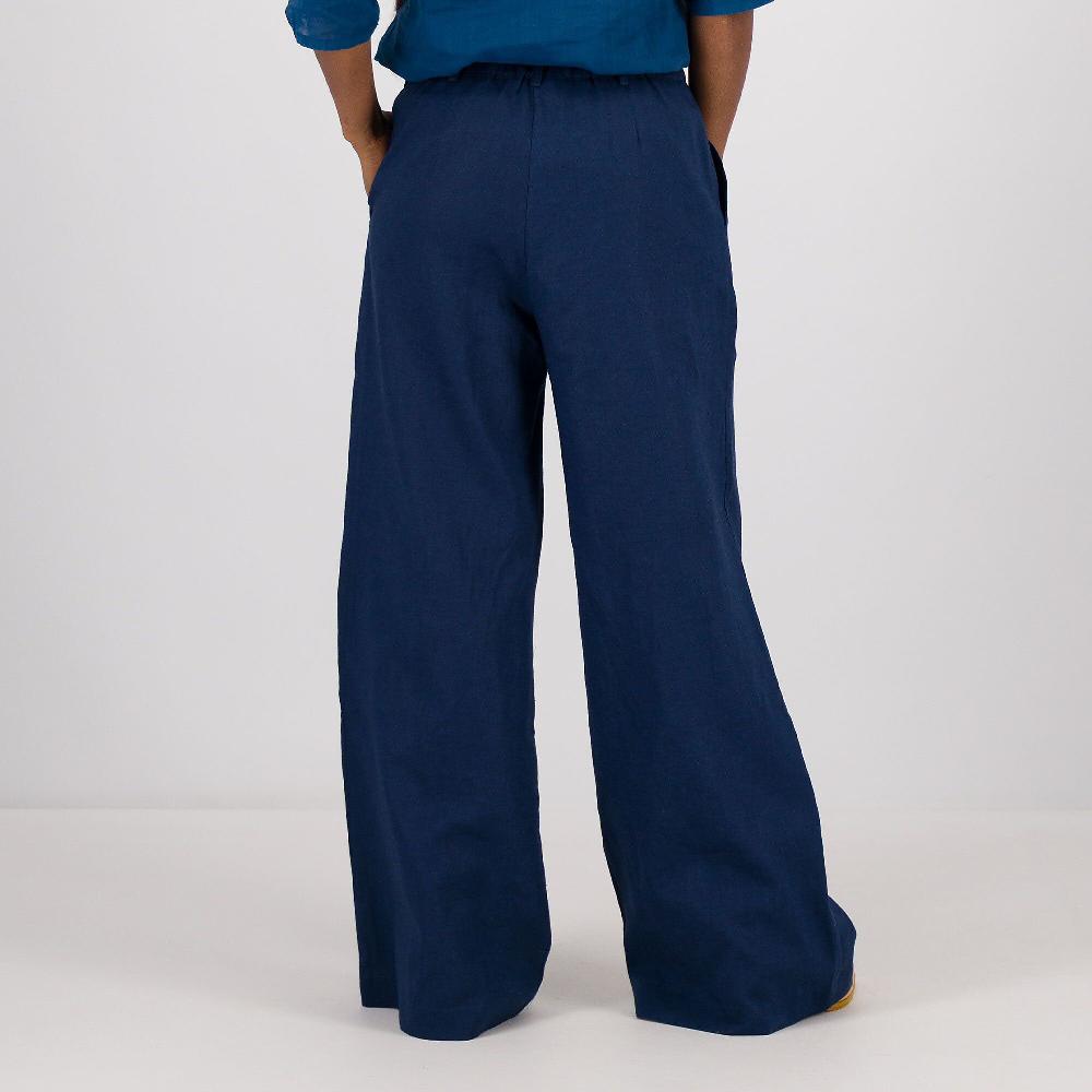 QVC Caterina Lancini Pantaloni Ampi In Ramié E Cotone Con Piega
