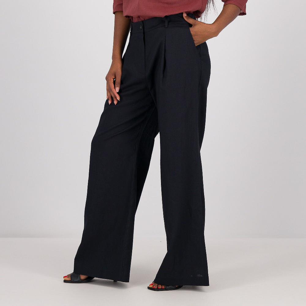 QVC Caterina Lancini Pantaloni ampi in ramié e cotone con piega