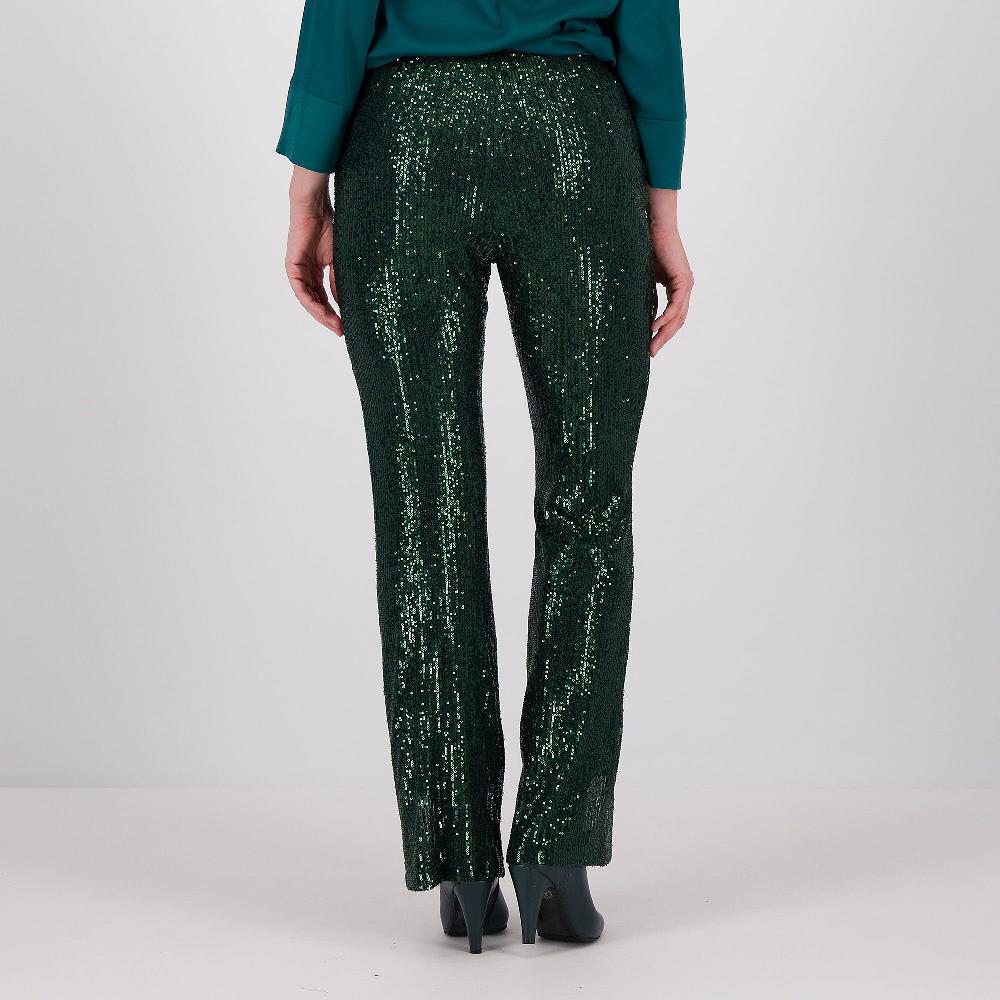 QVC Caterina Lancini Pantaloni Bootcut In Paillette Con Elastico In Vita