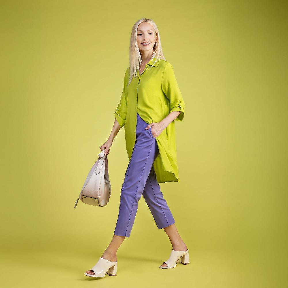 QVC Caterina Lancini Pantaloni Capri In Cotone Elasticizzato Con Tasche Inserite E Spacchetti Al Fondo