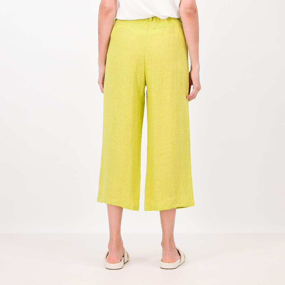 QVC Caterina Lancini Pantaloni Cropped In Lino Con Elastico In Vita