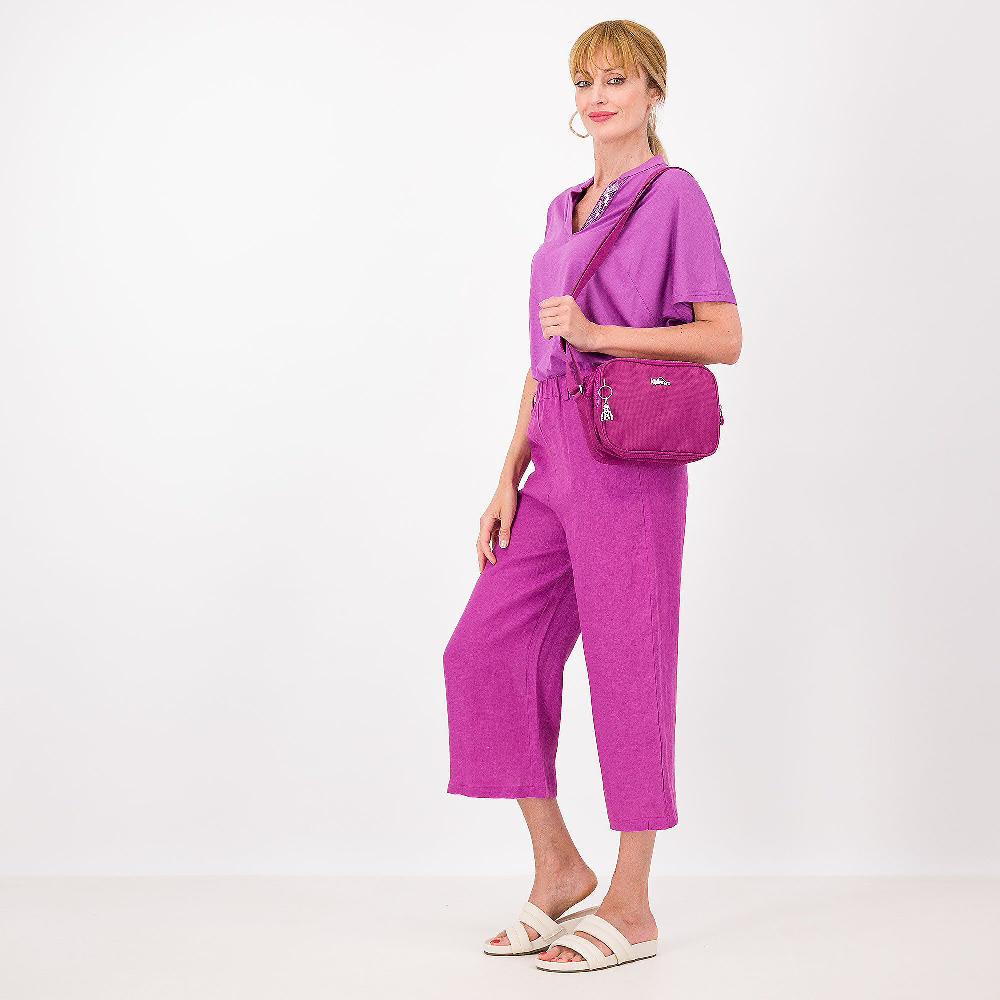 QVC Caterina Lancini Pantaloni Cropped In Lino Con Elastico In Vita