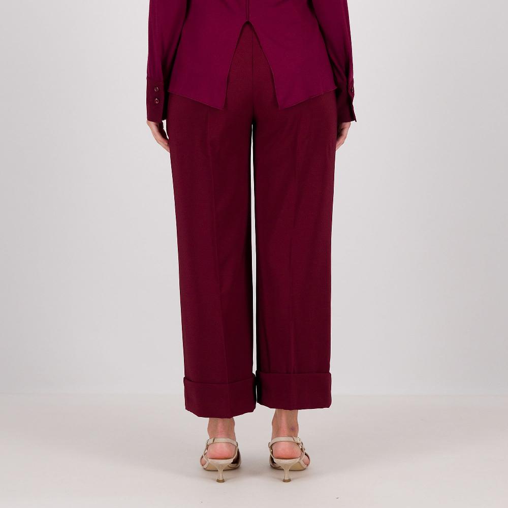 QVC Caterina Lancini Pantaloni Cropped In Tessuto Bistretch Con Risvolto Al Fondo