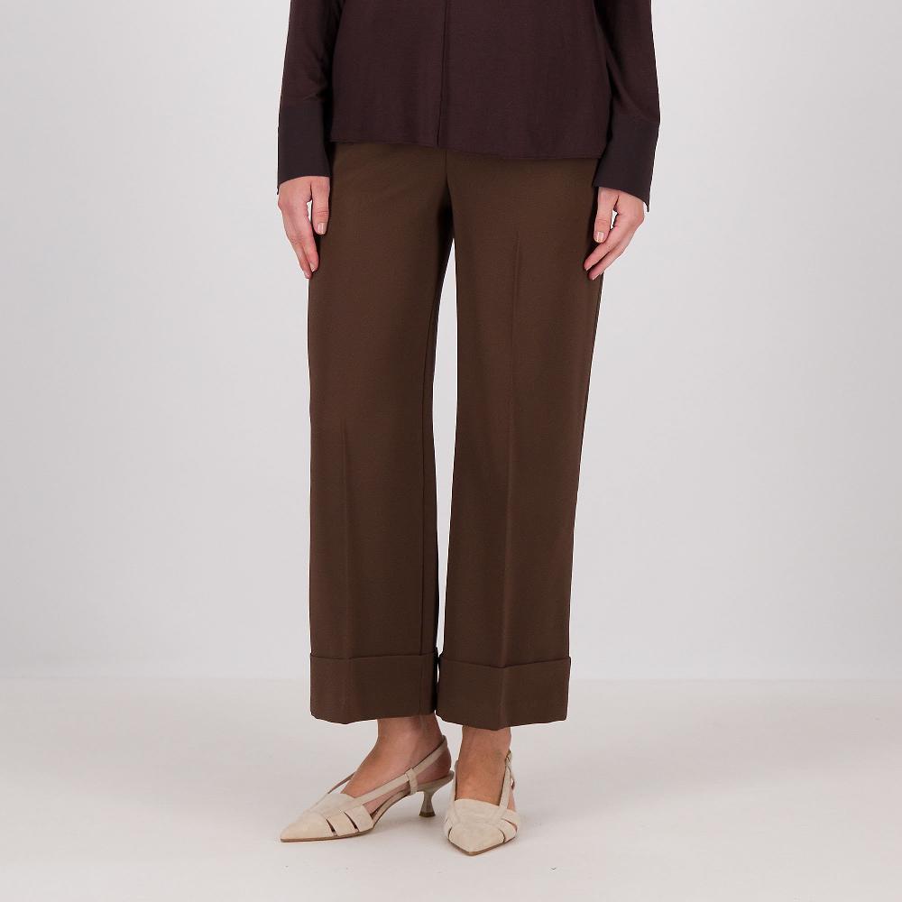QVC Caterina Lancini Pantaloni cropped in tessuto bistretch con risvolto al fondo