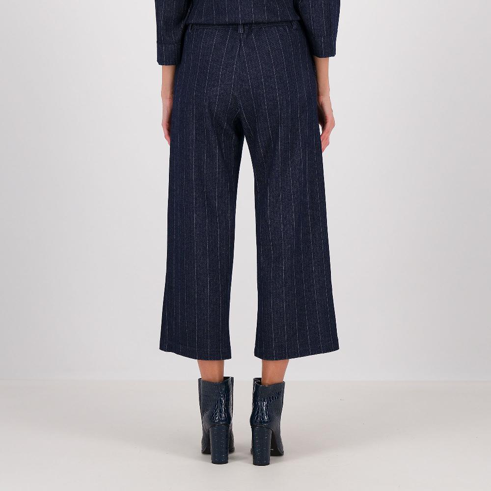 QVC Caterina Lancini Pantaloni Cropped In Tessuto Gessato Effetto Jeans