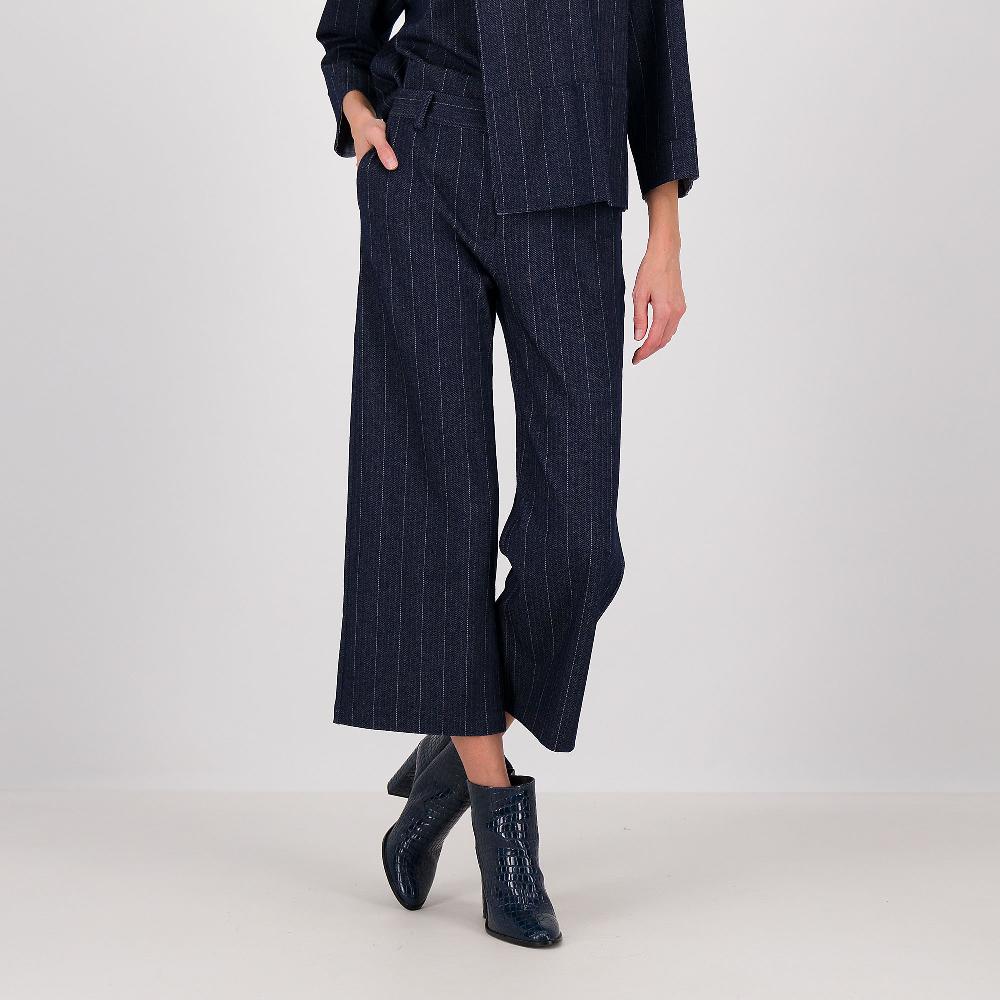 QVC Caterina Lancini Pantaloni cropped in tessuto gessato effetto jeans