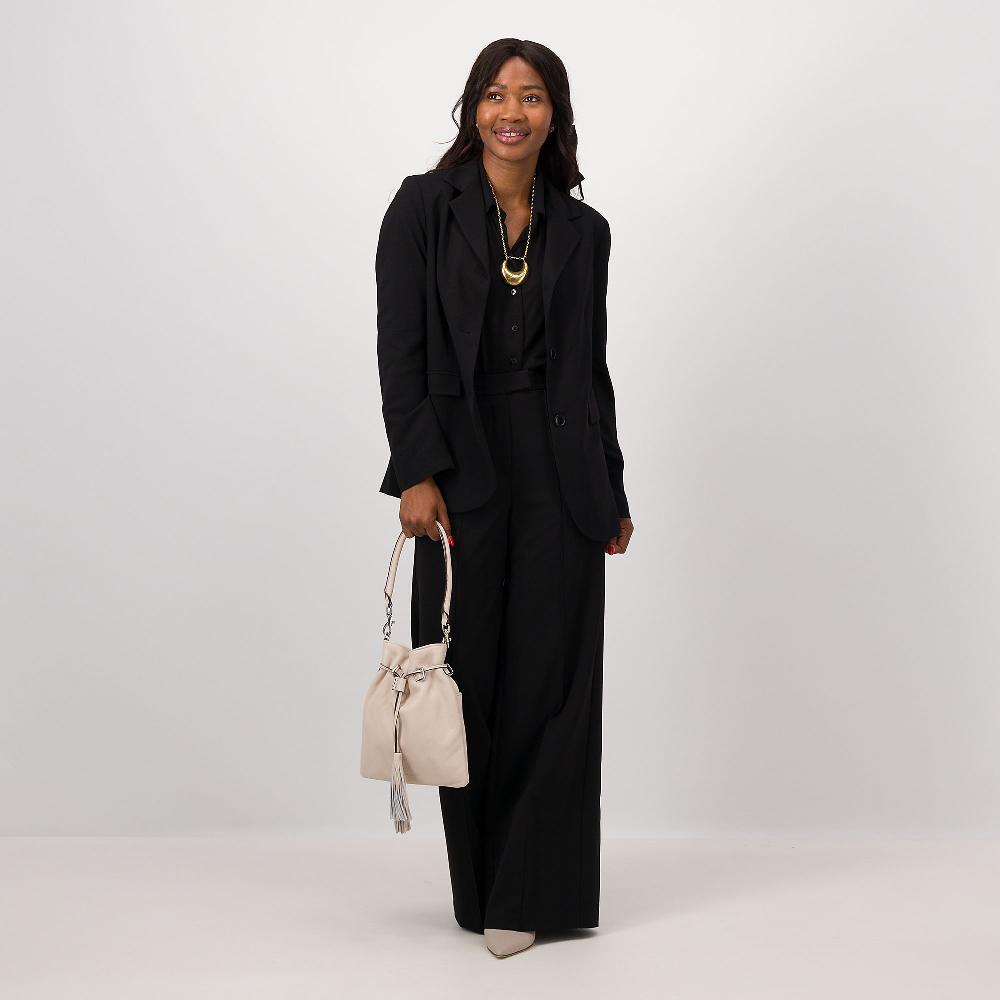 QVC Caterina Lancini Pantaloni Gamba Ampia In Tessuto Chiné Con Nervatura Davanti