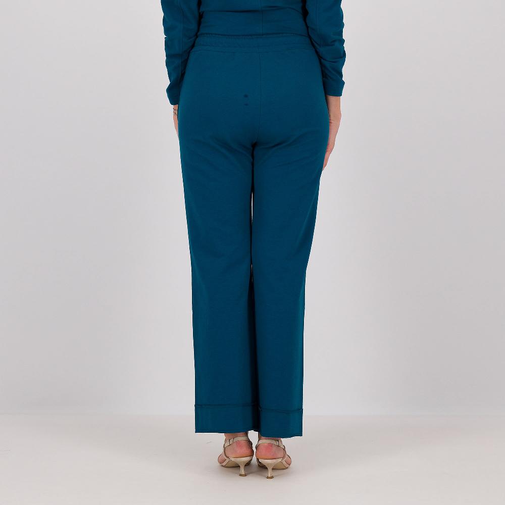 QVC Caterina Lancini Pantaloni In Felpa Di Cotone Stretch Con Bordo Riportato