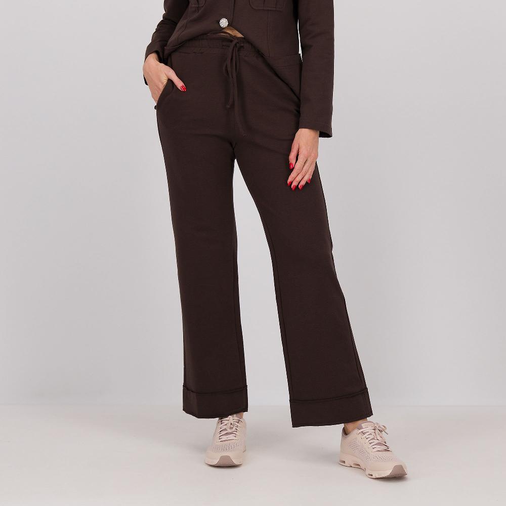 QVC Caterina Lancini Pantaloni in felpa di cotone stretch con bordo riportato
