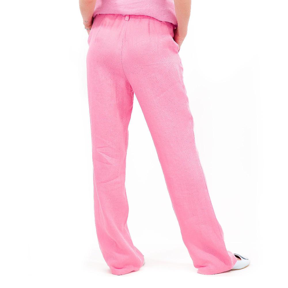QVC Caterina Lancini Pantaloni In Lino Con Elastico E Passanti In Vita